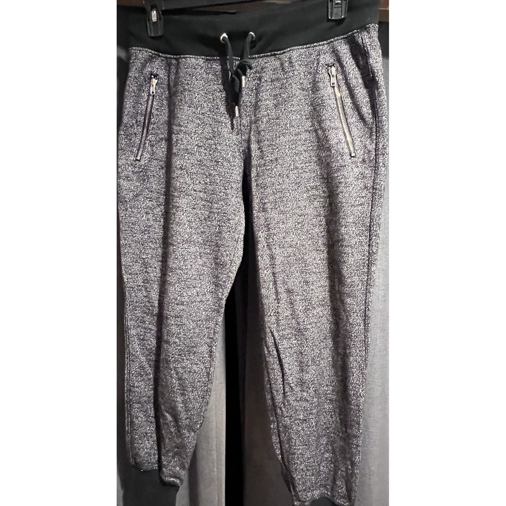Green Tea Women's Gray Jogger Pants Knit Cotton Blend Zipper Drawstring XL